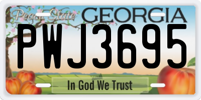 GA license plate PWJ3695