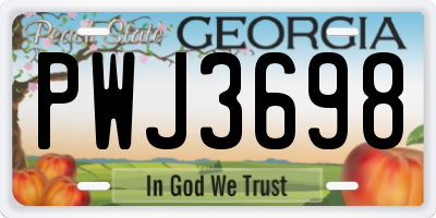 GA license plate PWJ3698