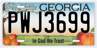 GA license plate PWJ3699