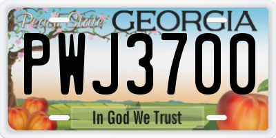 GA license plate PWJ3700