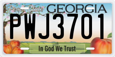GA license plate PWJ3701