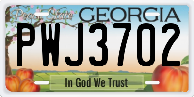 GA license plate PWJ3702