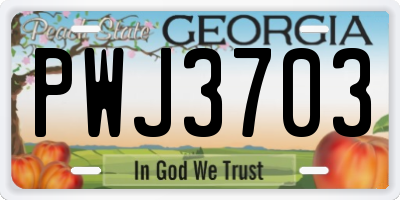 GA license plate PWJ3703