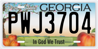 GA license plate PWJ3704