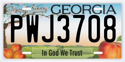 GA license plate PWJ3708