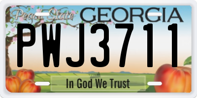 GA license plate PWJ3711