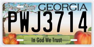 GA license plate PWJ3714