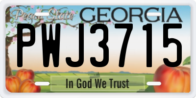 GA license plate PWJ3715