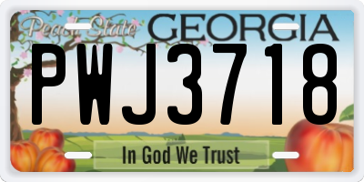 GA license plate PWJ3718