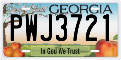 GA license plate PWJ3721