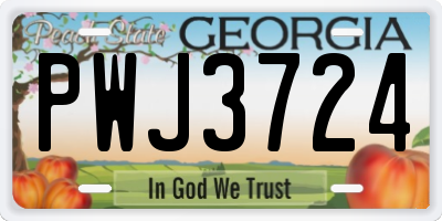 GA license plate PWJ3724