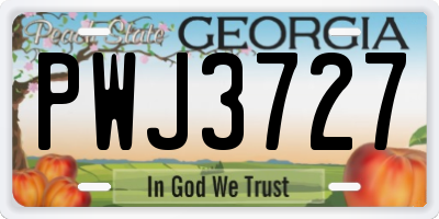 GA license plate PWJ3727