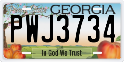 GA license plate PWJ3734