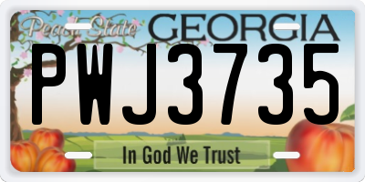 GA license plate PWJ3735