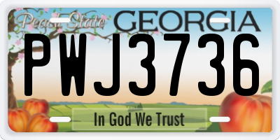 GA license plate PWJ3736