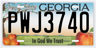 GA license plate PWJ3740