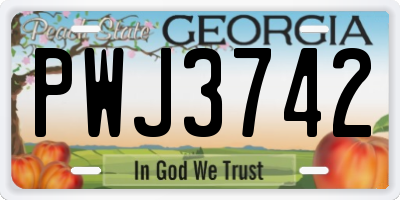 GA license plate PWJ3742