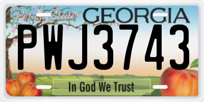 GA license plate PWJ3743