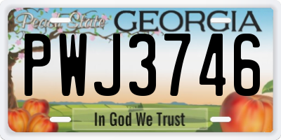 GA license plate PWJ3746