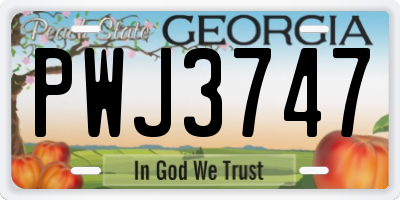 GA license plate PWJ3747