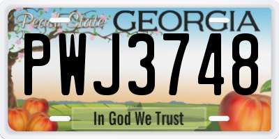 GA license plate PWJ3748