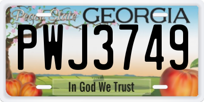 GA license plate PWJ3749