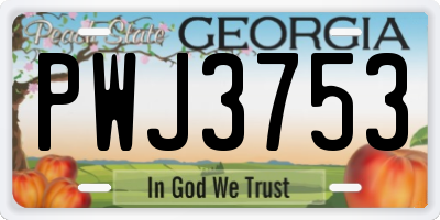 GA license plate PWJ3753
