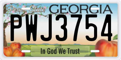 GA license plate PWJ3754