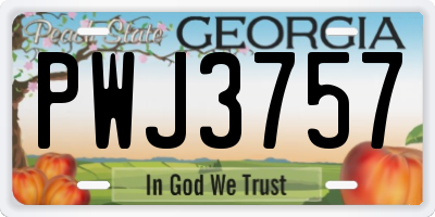 GA license plate PWJ3757