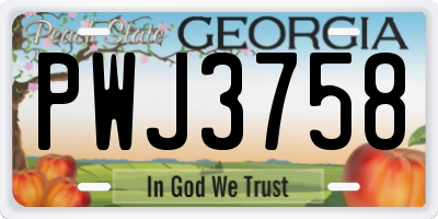 GA license plate PWJ3758