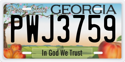 GA license plate PWJ3759