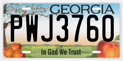 GA license plate PWJ3760