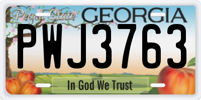GA license plate PWJ3763