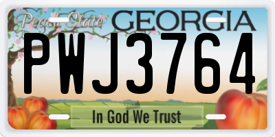 GA license plate PWJ3764