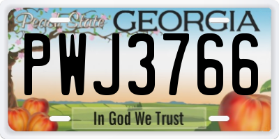 GA license plate PWJ3766