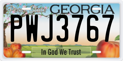 GA license plate PWJ3767