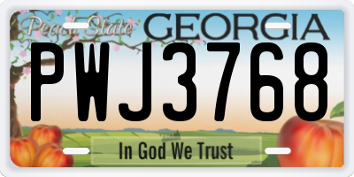 GA license plate PWJ3768