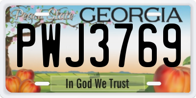 GA license plate PWJ3769