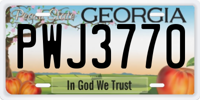 GA license plate PWJ3770
