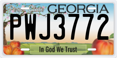GA license plate PWJ3772