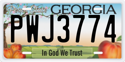 GA license plate PWJ3774
