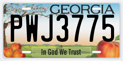 GA license plate PWJ3775