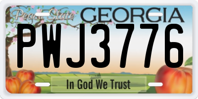 GA license plate PWJ3776