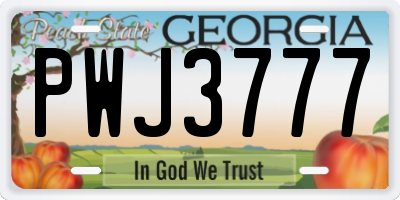GA license plate PWJ3777