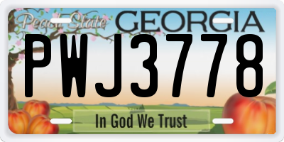 GA license plate PWJ3778