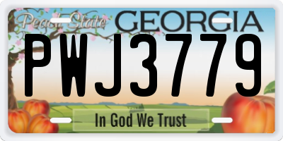 GA license plate PWJ3779