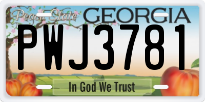 GA license plate PWJ3781