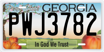GA license plate PWJ3782