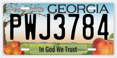GA license plate PWJ3784