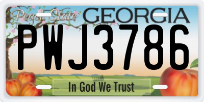 GA license plate PWJ3786